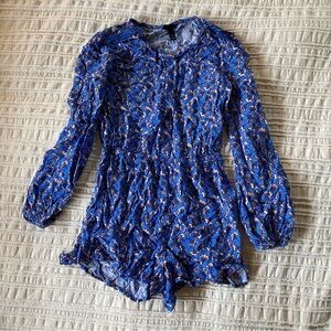 Girls long sleeve blue romper